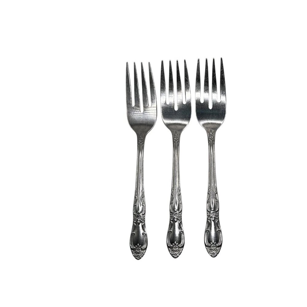 Oneida Silver Venus Stainless Steel Salad Forks Set Of 3 Discontinued Scrolls &